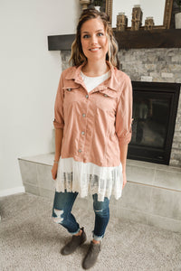 Pink Velvet Lace Lightweight Jacket