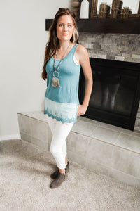 Teal Oragami Thick Strap Tank Top
