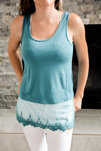 Teal Oragami Thick Strap Tank Top