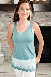 Teal Oragami Thick Strap Tank Top