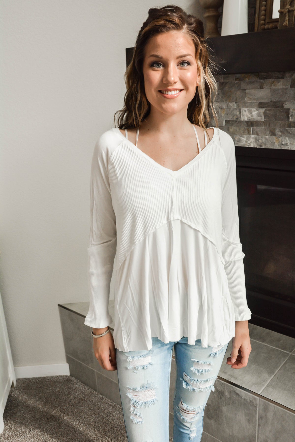 Super Soft Ribbed Long Sleeve- White