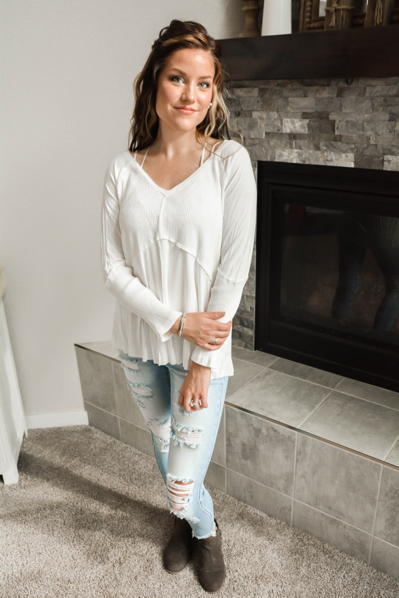 Super Soft Ribbed Long Sleeve- White