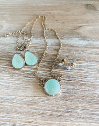 Round Druzy Necklace & Earring Set