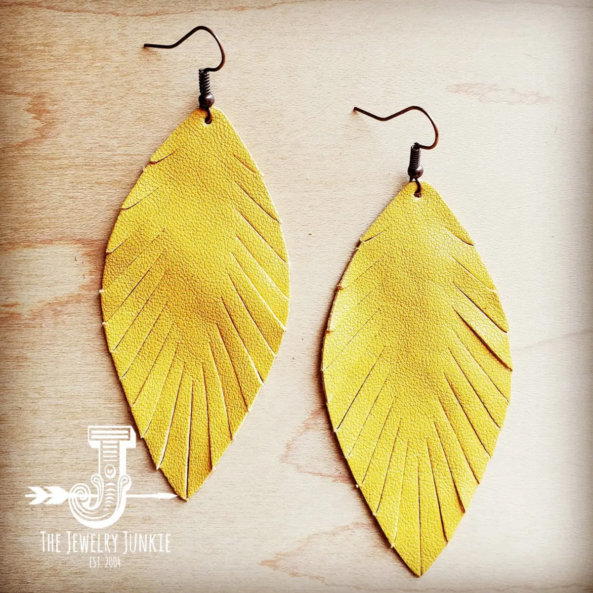 Yellow Suede Feather Earrings