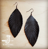 Black Suede Feather Earrings