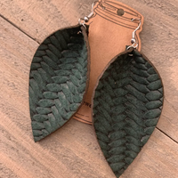 Green Braid Textured Leather Earring