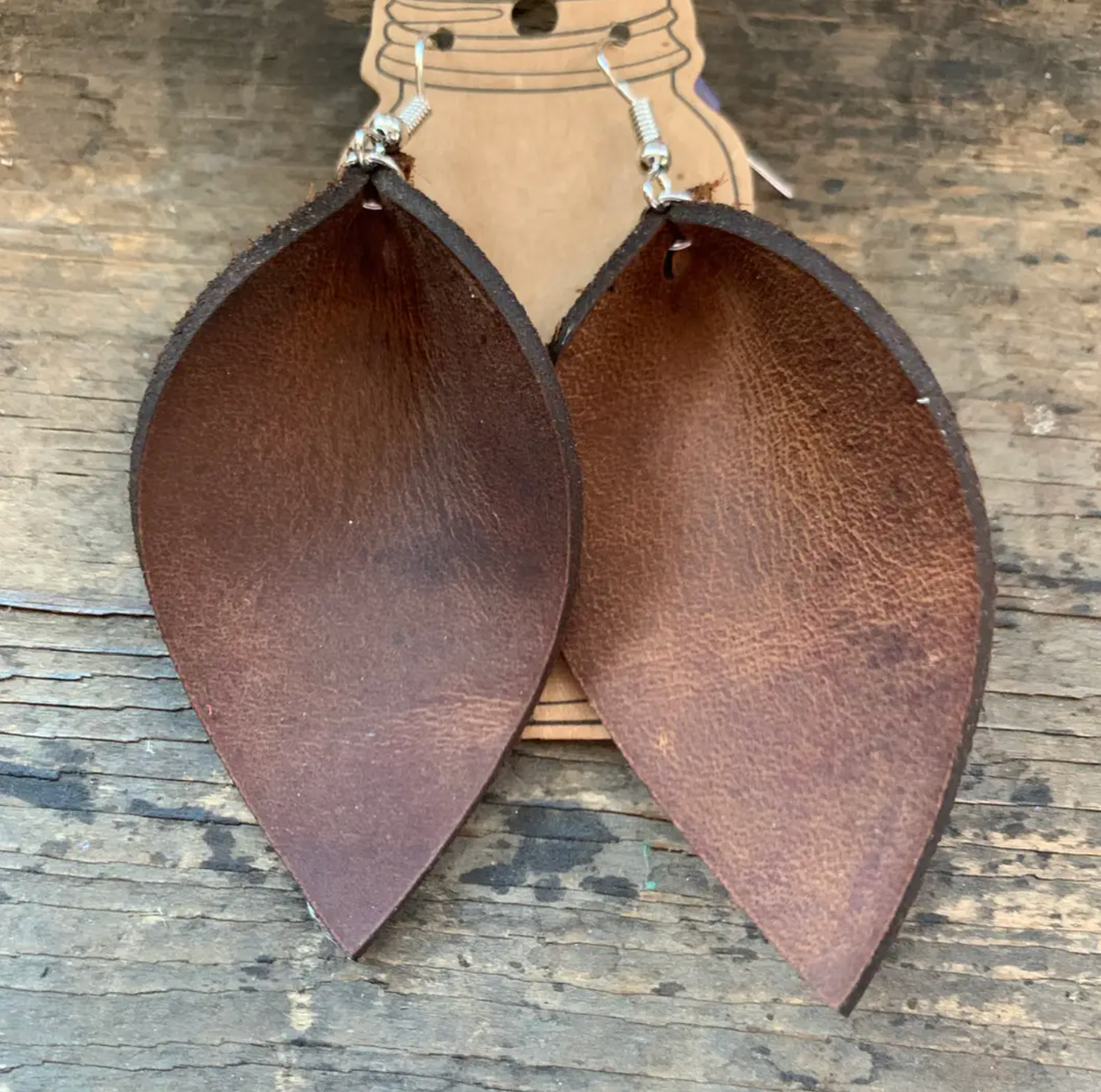 Brown Rustic Nubuck Leather Earring