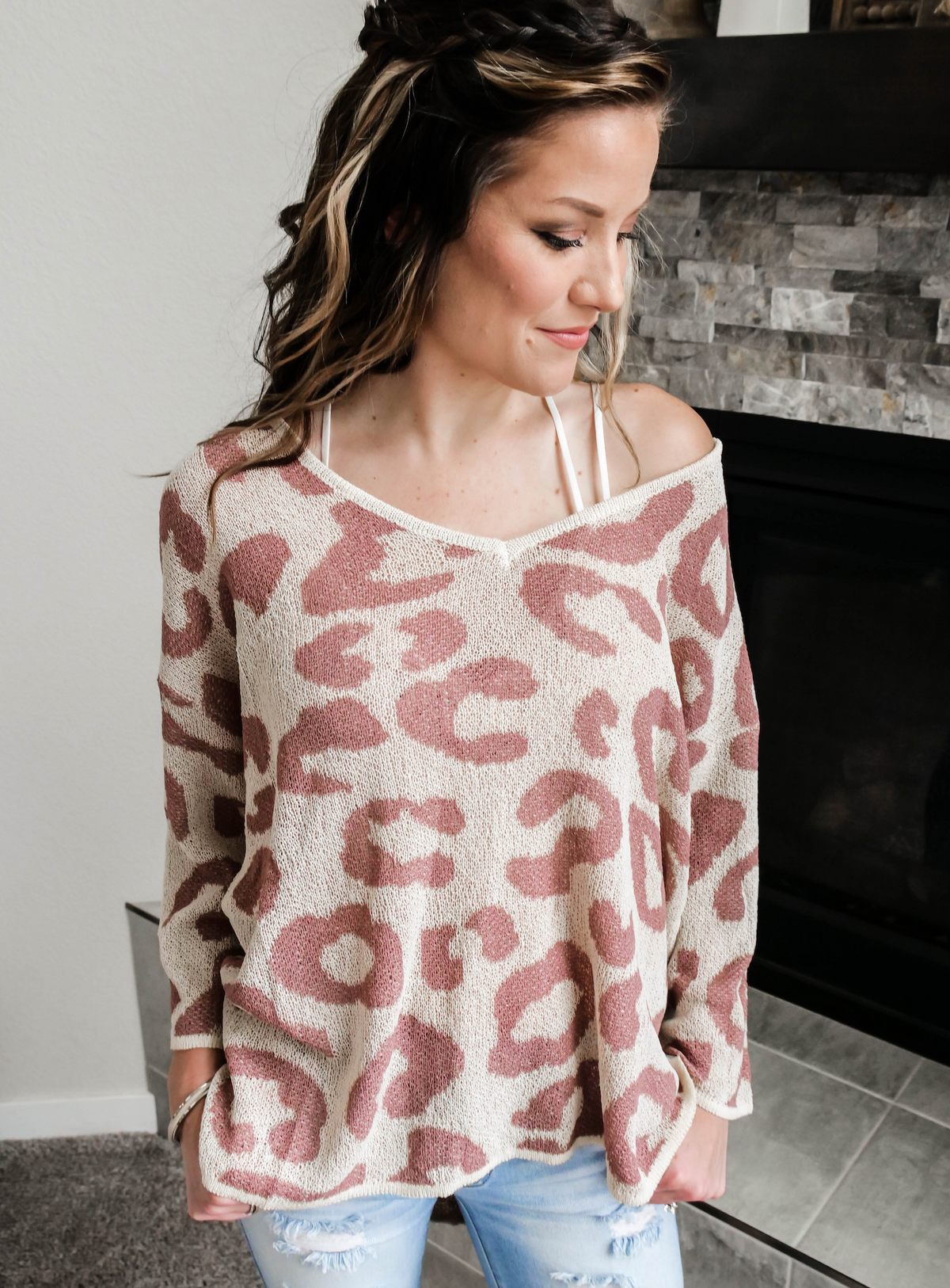 Mauve Leopard Lightweight Sweater