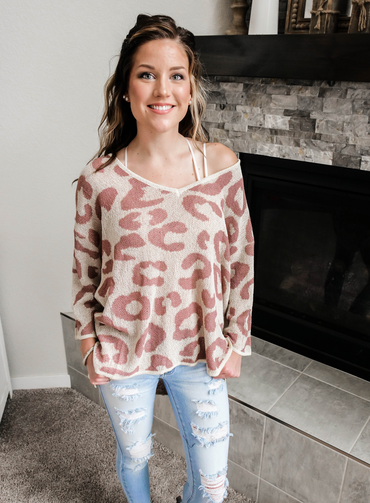 Mauve Leopard Lightweight Sweater