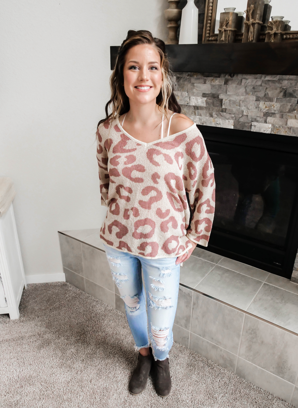 Mauve Leopard Lightweight Sweater