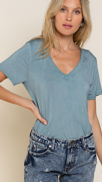 Blue Sage Soft V Neck