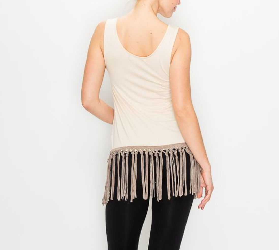 Cream Tassel Tank