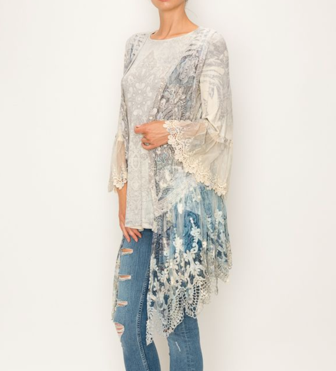 Navy Lace Oragami Vest