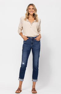 Embroidered Judy Blue Boyfriend Jeans