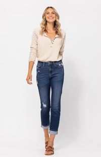 Embroidered Judy Blue Boyfriend Jeans