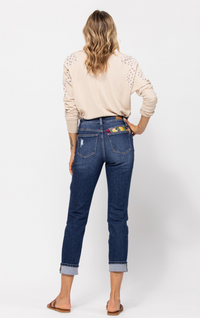 Embroidered Judy Blue Boyfriend Jeans