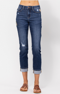 Embroidered Judy Blue Boyfriend Jeans