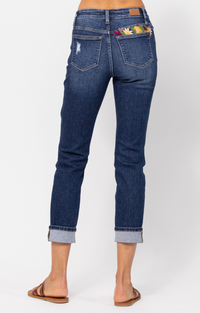 Embroidered Judy Blue Boyfriend Jeans