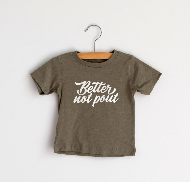 Better Not Pout Olive Baby & Kids Christmas Tee
