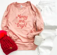 Merry and bright french terry raglan sweatshirt