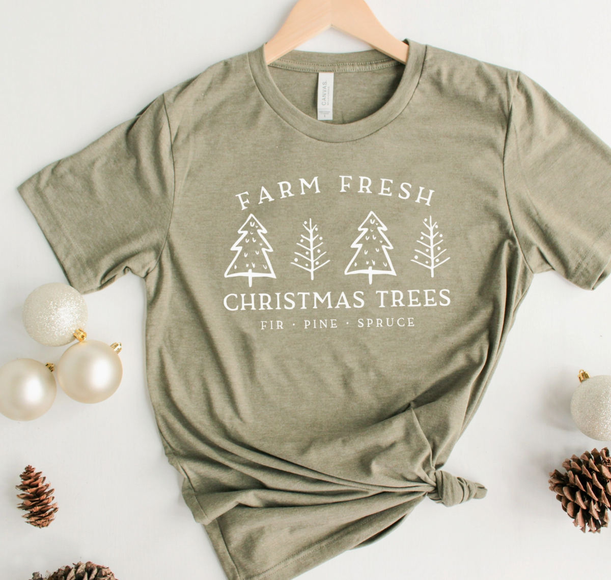 Farm Fresh Christmas Trees T-Shirt - Olive Green
