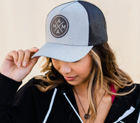 Mama X™ Leather Patch Grey & Black Trucker Hat