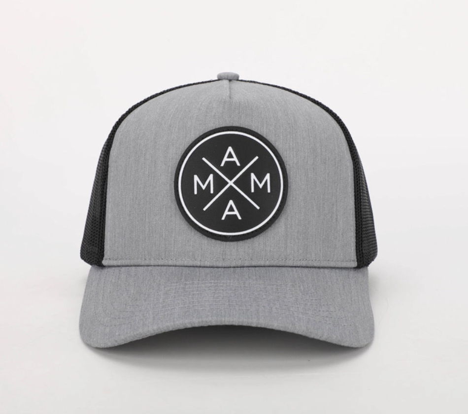 Mama X™ Leather Patch Grey & Black Trucker Hat
