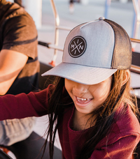 Mini X Leather Patch Grey & Black Trucker Hat