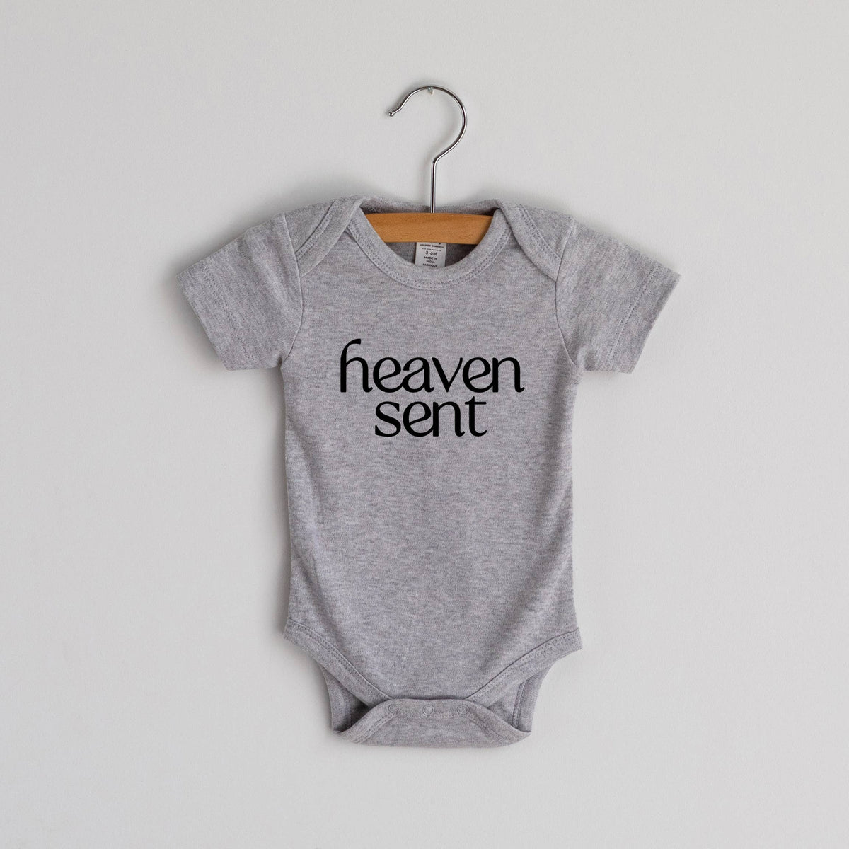 Gray Heaven Sent Organic Baby Bodysuit