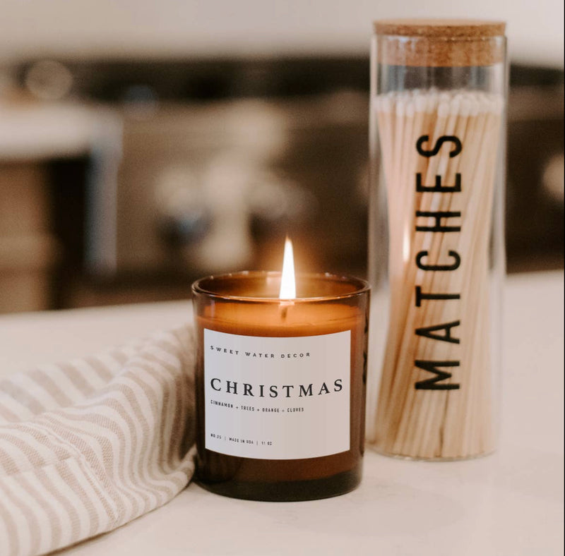 Christmas Candle Amber Jar