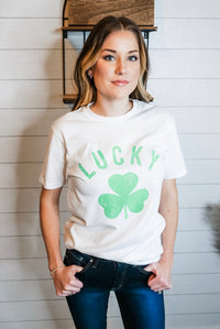 Lucky Graphic Top- White