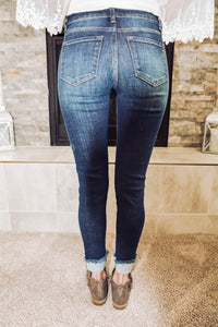 High Rise Hem Detail Ankle Skinny