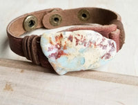 Aqua Terra Slab on Narrow Leather Cuff Bracelet