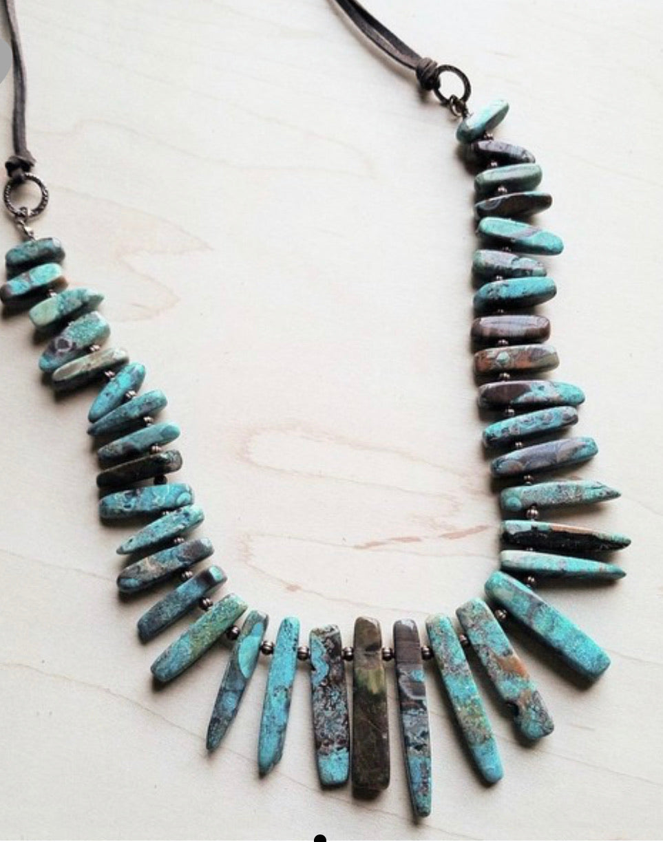 Blue Ocean Agate Stone Necklace