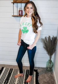 Lucky Graphic Top- White