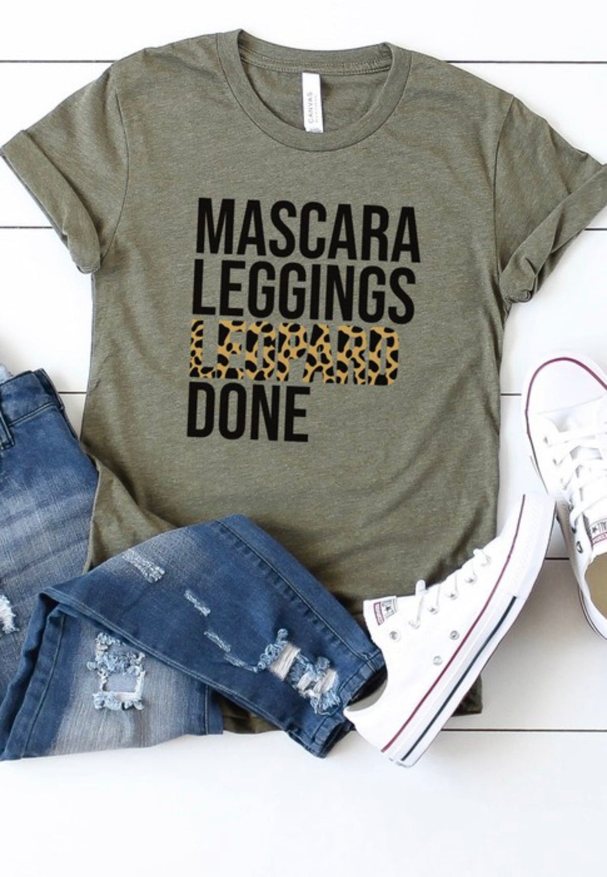 Mascara, Leggings, Leopard Tee