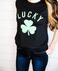 Lucky Graphic Top- Black