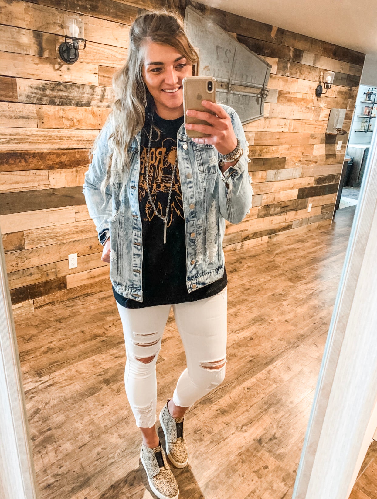 Cute distressed jean jackets sale
