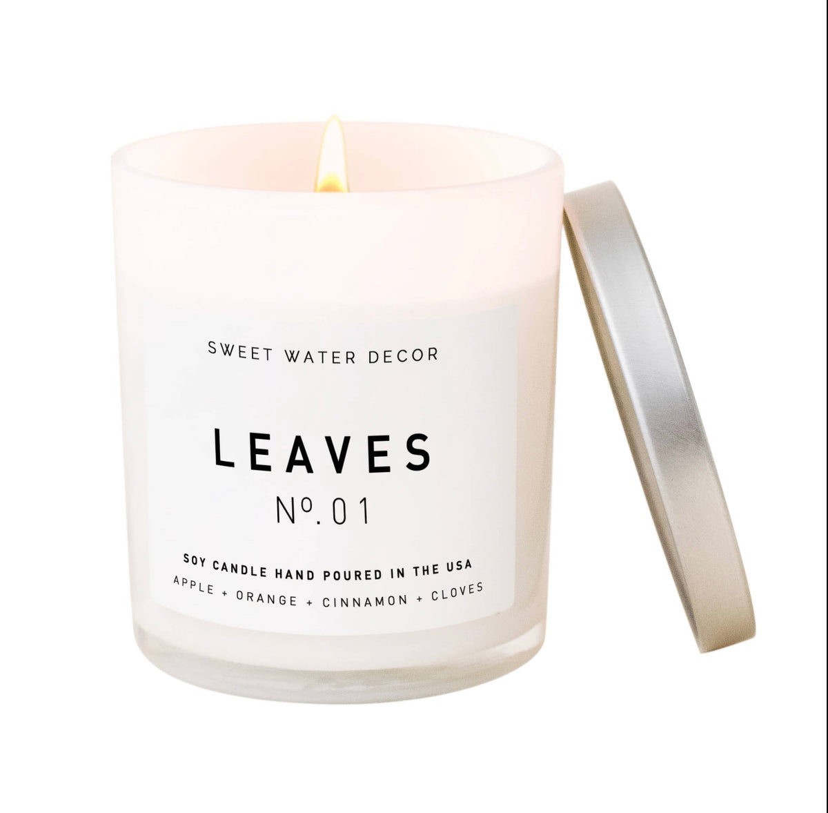 Leaves Candle| White Jar