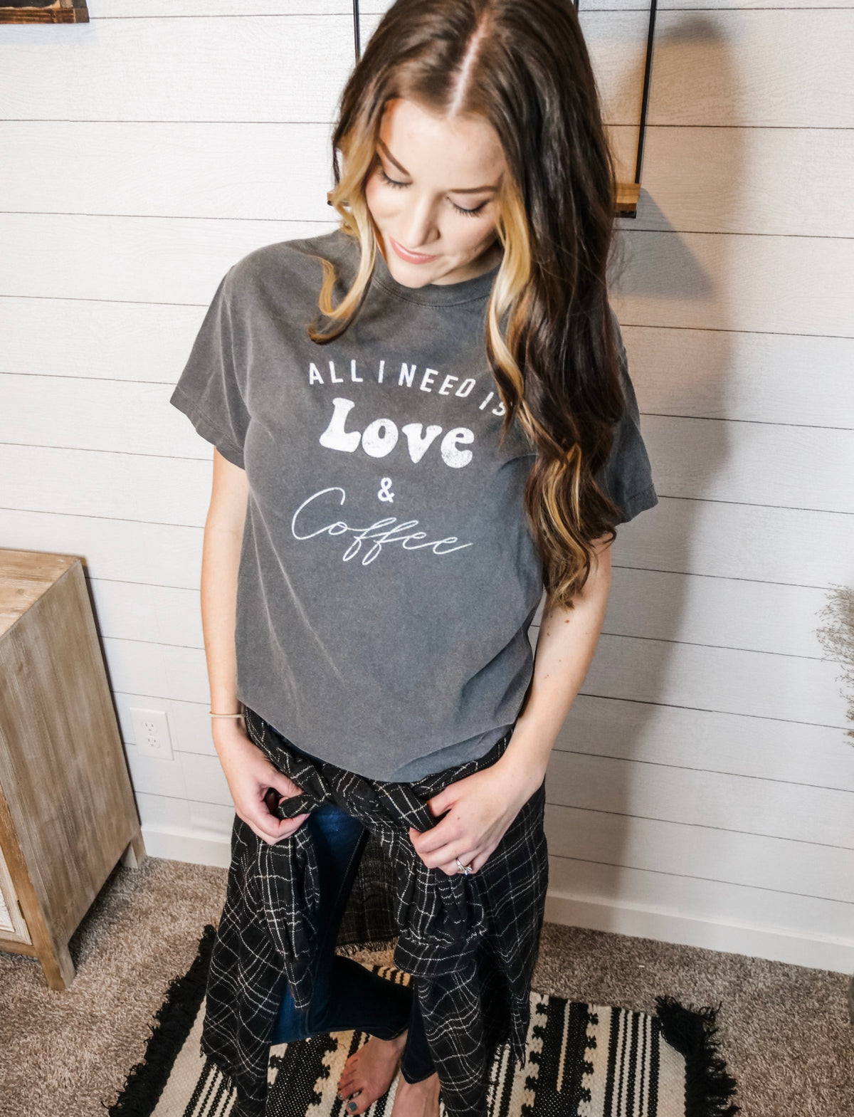 All I Need is Love & Coffee Tee- Pepper