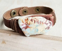 Aqua Terra Slab on Narrow Leather Cuff Bracelet