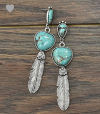 Long!  Natural Turquoise Post Earrings