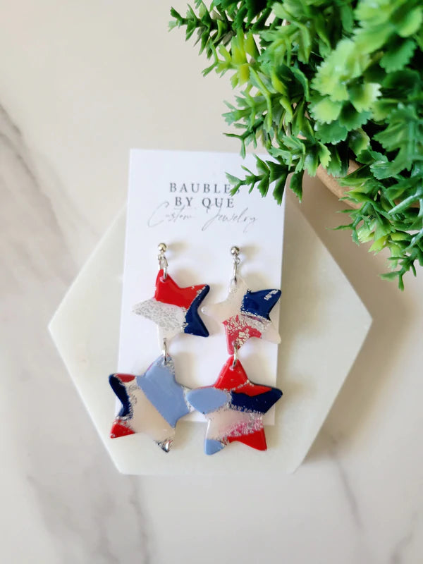 Liberty | Patriotic Earring | Stars & Stripes Liberty Marble
