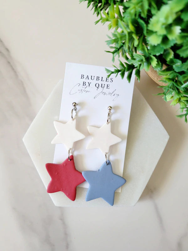 Liberty | Patriotic Earring | Stars & Stripes Liberty Marble Vintage
